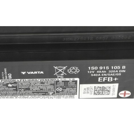 Акумулятор VARTA EFB 12v 49ah 540A VOLKSWAGEN ID.5 Electrico 1S0 915 105 B