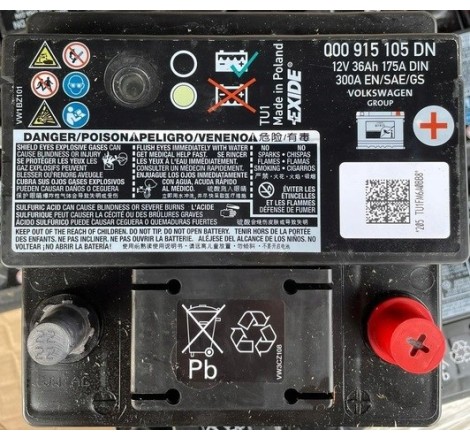 Акумулятор VOLKSWAGEN ID.4 000 915 105 DN EXIDE 12V 36AH 175A DIN 300A EN