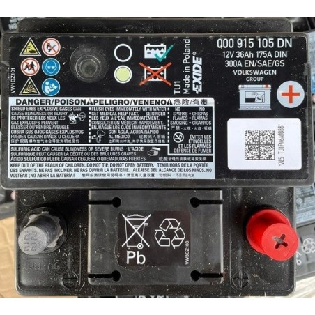 Акумулятор VOLKSWAGEN ID.4 000 915 105 DN EXIDE 12V 36AH 175A DIN 300A EN