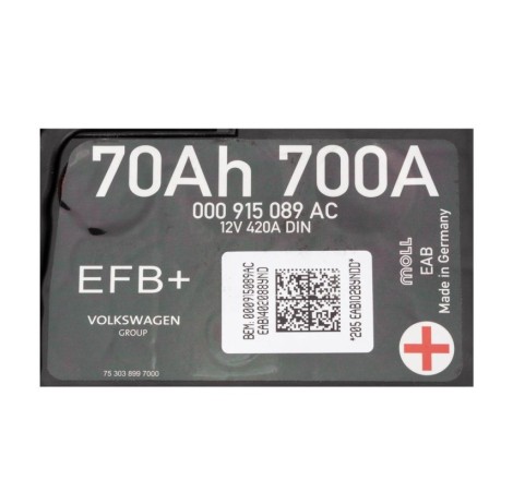Акумулятор MOLL EFB 70Ah 700A 000 915 089 AC 12v 420A DIN