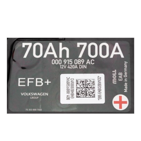 Акумулятор MOLL EFB 70Ah 700A 000 915 089 AC 12v 420A DIN