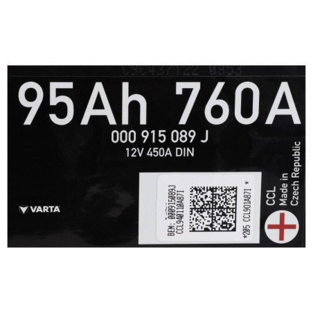 Акумулятор VARTA 95Ah 760A 000 915 089 J 12V 450 DIN
