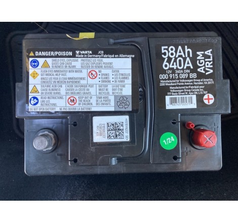 Акумулятор VARTA AGM VRLA 58Ah 640A 000 915 089 BB 12V 340A DIN